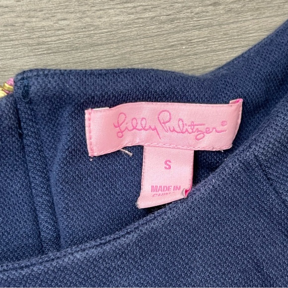 Lily Pulitzer Solid Navy Charlene Shift Dress 3/4 Sleeves Size S - Picture 4 of 5